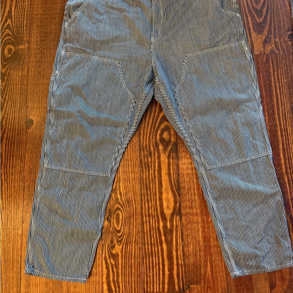 GAP Relaxed Fit Striped Jeans - Blue and White